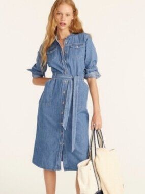 J Crew Denim Shirtdress With Tie belt